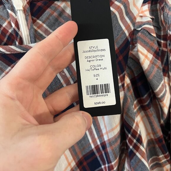 NEW Veronica Beard Agnor Draped Plaid Mini Dress Size 4 Color Black White - Picture 7 of 8